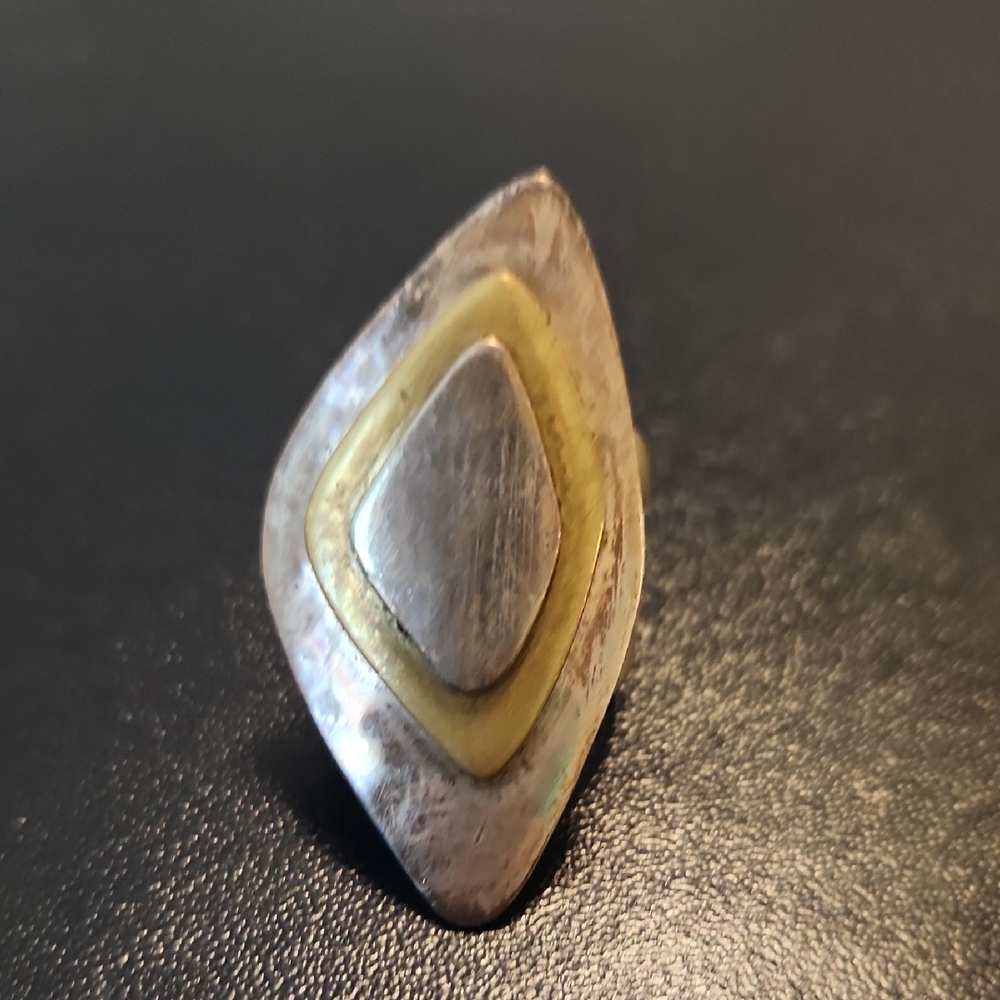 Silver and Brass Geometric Ring Robert Lee Morris
